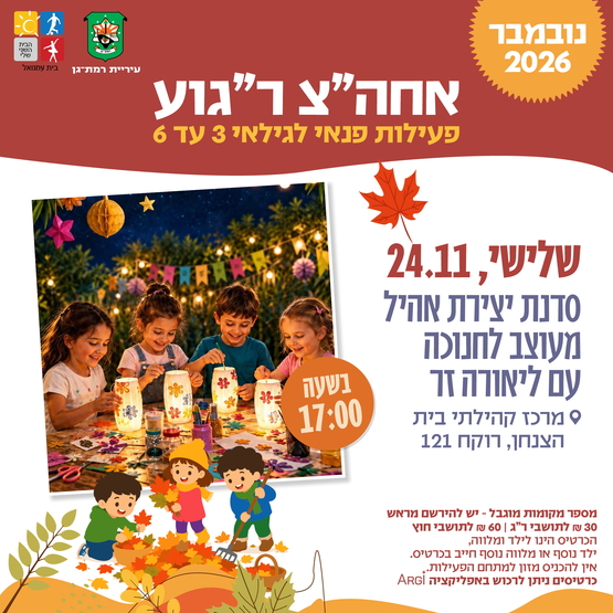 תמונת מופע: סדנת יצירת אהיל מעוצב לחנוכה עם ליאורה זר - 3-6